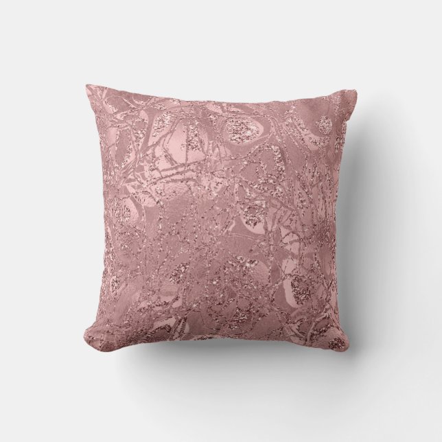Natuur Abstract Roos Blush Gold Glitter Mauve Kussen (Voorkant)