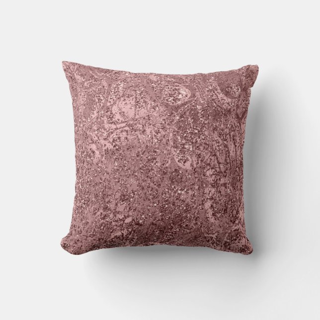 Natuur Abstract Roos Blush Gold Glitter Mauve Kussen (Voorkant)