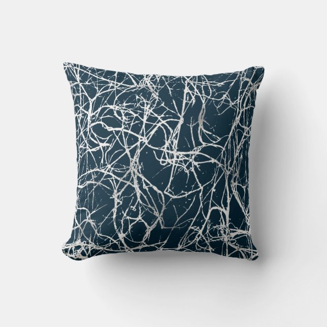Natuur Abstracte Blauwgroen marine White Grey Nerv Kussen (Voorkant)