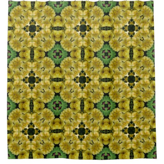 Natuur abstracte kunstprimrose bloemen douchegordijn (Voorkant)