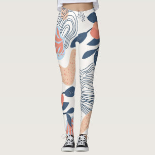 Natuur Abstracte Vormen Naadloos Patroon Leggings