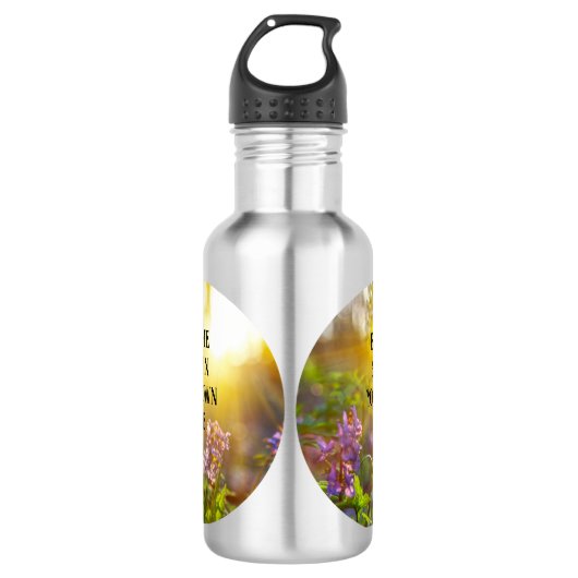 natuur afbeelding met inspirerende tekst waterfles (Voorkant)