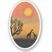 NATUUR AFRIKAANSE GIRAFFE SUNSET PAINTING STICKER (Voorkant)