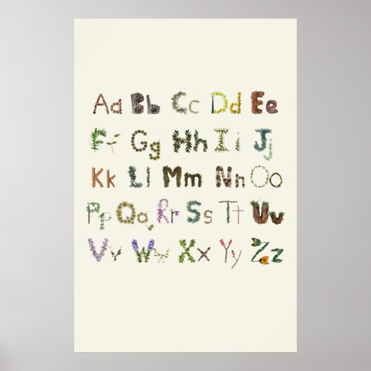 Natuur Alfabet Kinder Botanische Verkenning ABC Poster (Voorkant)