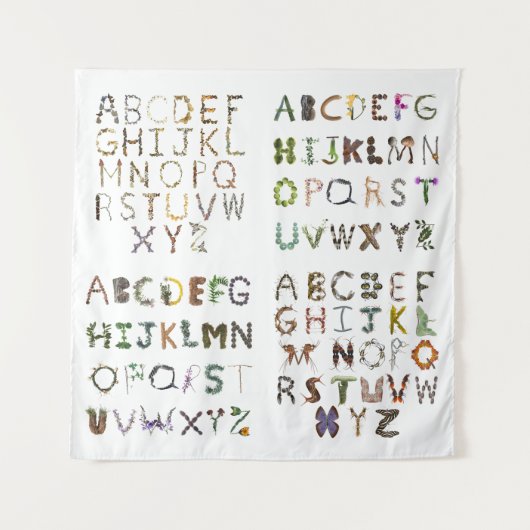 Natuur Alfabet Tapestry | Woodland Alphabet Wandkleed (Voorkant)