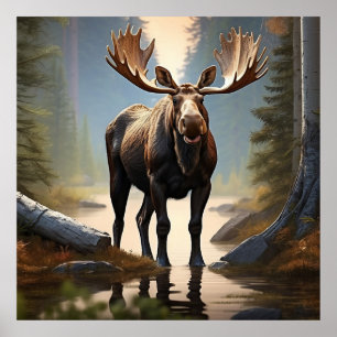 *~* Natuur AP49 Close-up MOOSE Forest Bossen Poster