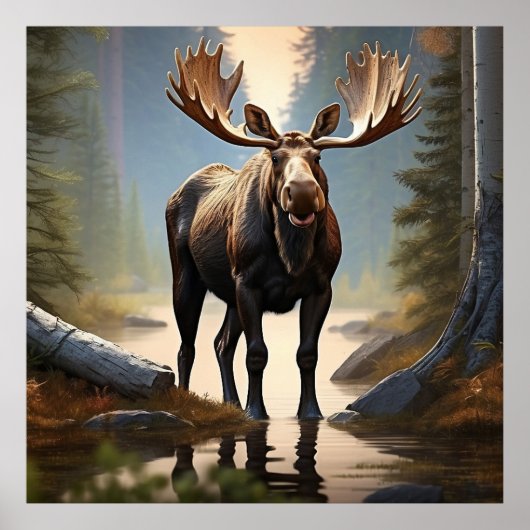 *~* Natuur AP49 Close-up MOOSE Forest Bossen Poster (Voorkant)