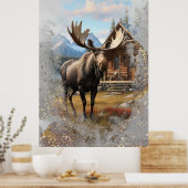 *~* Natuur AP49 MOOSE Artsy Cabin Sparkle Sky Poster (Keuken)