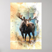 *~* Natuur AP49 MOOSE Artsy Forest Peach Glitter Poster (Voorkant)