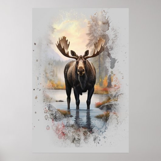 *~* Natuur AP49 MOOSE Artsy Forest Stream Poster (Voorkant)