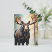 *~* Natuur AP49 MOOSE Bossen Forest Climb Mountain Briefkaart (Staand voorkant)