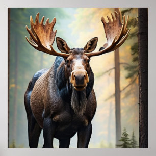 *~* Natuur AP49 MOOSE Bossen Forest Climb Mountain Poster