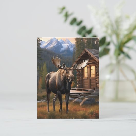 *~* Natuur AP49 MOOSE Bossen Forest Dusk Mountains Briefkaart (Staand voorkant)