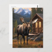*~* Natuur AP49 MOOSE Bossen Forest Dusk Mountains Briefkaart (Voorkant / Achterkant)