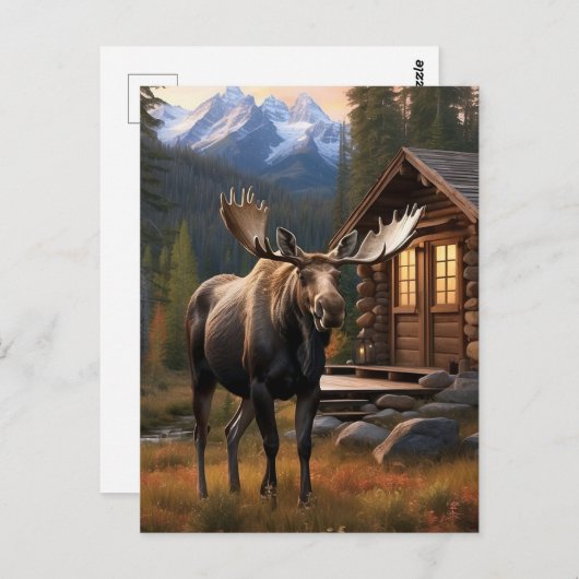 *~* Natuur AP49 MOOSE Bossen Forest Dusk Mountains Briefkaart (Voorkant / Achterkant)