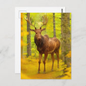 *~* Natuur AP49 MOOSE Bossen Forest Herfst Geel Briefkaart (Voorkant / Achterkant)