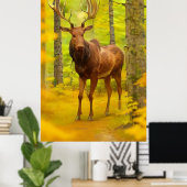 *~* Natuur AP49 MOOSE Bossen Forest Herfst Geel Poster (Thuiskantoor)