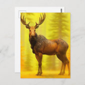 *~* Natuur AP49 MOOSE Bossen Forest Herfst Yellow  Briefkaart (Voorkant / Achterkant)