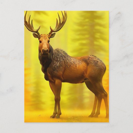 *~* Natuur AP49 MOOSE Bossen Forest Herfst Yellow  Briefkaart (Voorkant)