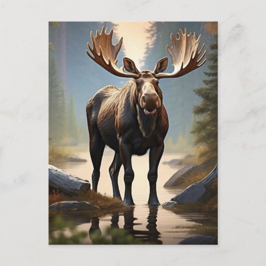 *~* Natuur AP49 MOOSE Forest STREAM Bossen Briefkaart (Voorkant)