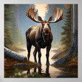 *~* Natuur AP49 MOOSE Forest STREAM Bossen Poster (Voorkant)