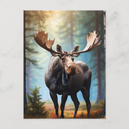 *~* Natuur AP49 MOOSE Head Turned Forest Cottage Briefkaart
