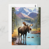 *~* Natuur AP49 MOOSE Mountain Forest STREAM Briefkaart (Voorkant / Achterkant)