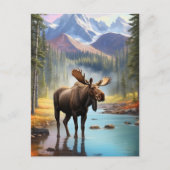 *~* Natuur AP49 MOOSE Mountain Forest STREAM Briefkaart (Voorkant)