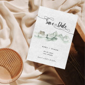 Natuur Aquarel Grijze Bergen Bewaar de Datum Kaart