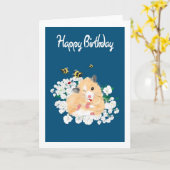 Natuur Art Birthday Card - Funny Hamster Kaart (Gele Bloem)