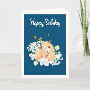 Natuur Art Birthday Card - Funny Hamster Kaart