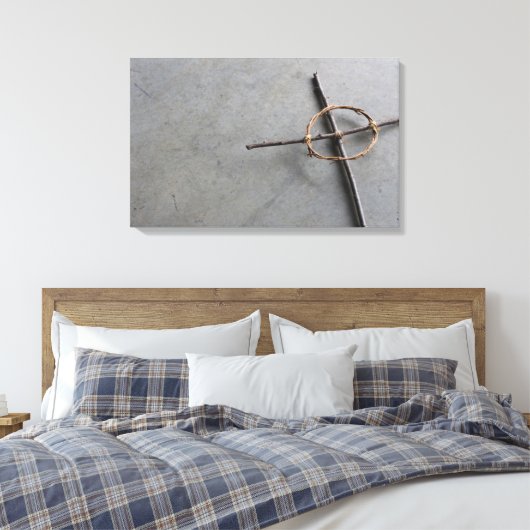 Natuur Art Celtic Cross Grey Achtergrond Canvas Afdruk (Insitu (Slaapkamer))