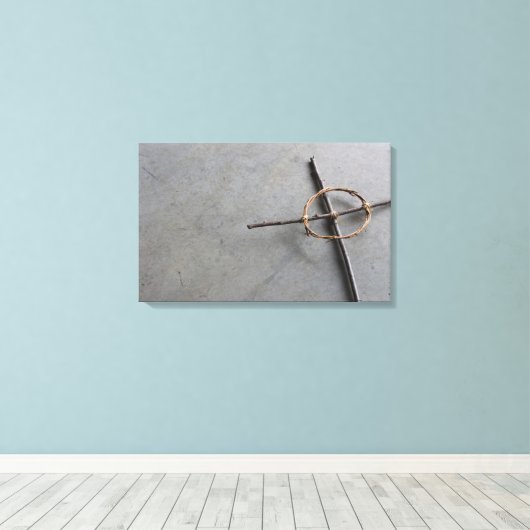 Natuur Art Celtic Cross Grey Achtergrond Canvas Afdruk (Insitu (Houten vloer))