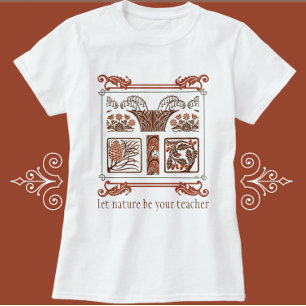 Natuur Art Deco Floral Pinecones T-shirt