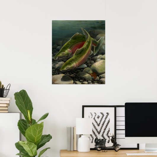 Natuur Art Poster Coho Salmon Vist Art Print (Thuiskantoor)