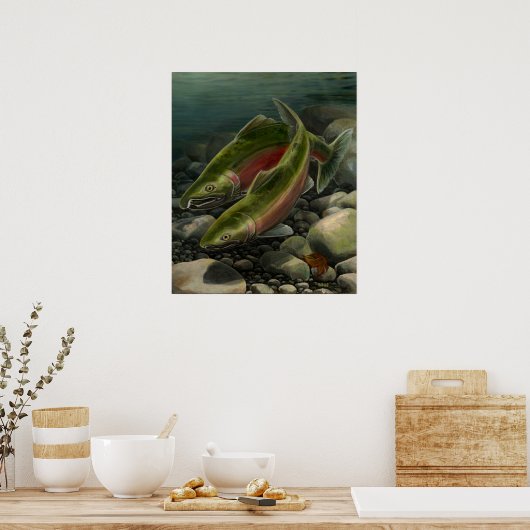 Natuur Art Poster Coho Salmon Vist Art Print (Keuken)