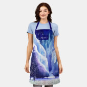 Natuur "artsy blue paars douane-monogram", bevrore schort (Gedragen)