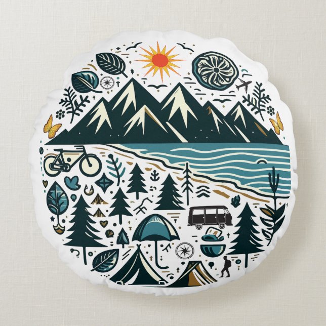 Natuur Avontuur Camping Reizen Verkenning Rond Kussen (Voorkant)