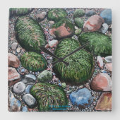 Natuur Beach Rocks Modern Vierkante Klok (Voorkant)