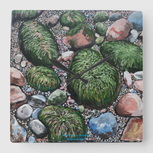 Natuur Beach Rocks Modern Vierkante Klok