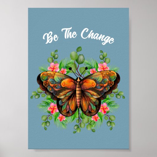 Natuur: Beauty Colorful Butterfly and Flowering Poster (Voorkant)