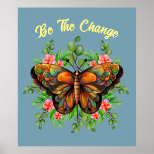 Natuur: Beauty Colorful Butterfly and Flowering Poster