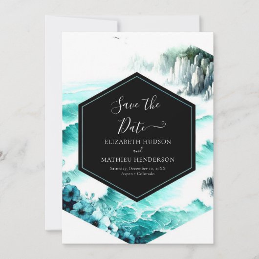 Natuur bedrukbare nautische bruiloft save the date (Voorkant)