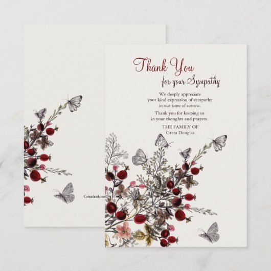 Natuur begrafenis bedankt kaarten (Voorkant / Achterkant)