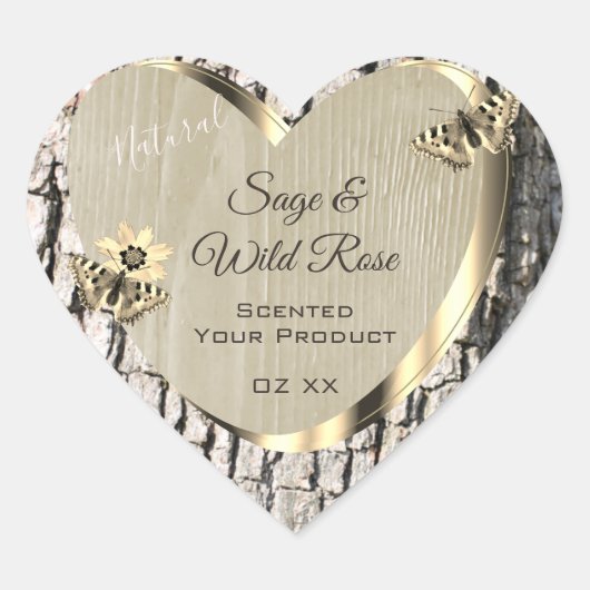 Natuur Beige Tree Bark Gold Lijst Product Labels (Voorkant)