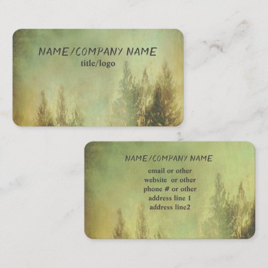 natuur berg mistige dennenbomen mos groen visitekaartje (Voorkant / Achterkant)
