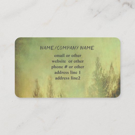 natuur berg mistige dennenbomen mos groen visitekaartje (Achterkant)