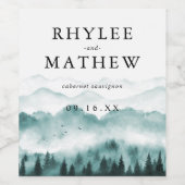 Natuur Berg Pijnbomen Persoonlijk Wijn Etiket (Enkel label)