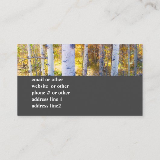 natuur bergespenbomen herfstgeel op grijs visitekaartje (Achterkant)