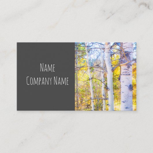 natuur bergespenbomen herfstgeel op grijs visitekaartje (Voorkant)